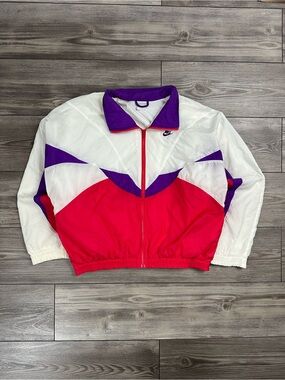 Vintage Nike White, Purple & Pink Retro Colorblock Windbreaker